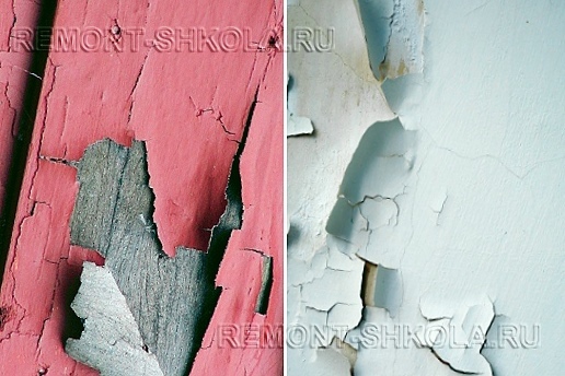 Очищенная краска на деревянной и оштукатуренной поверхности Очищенная краска на деревянной и оштукатуренной поверхности